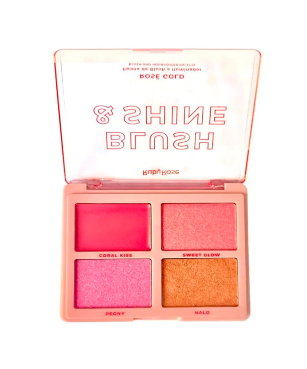 paleta ruby rose de blush e iluminador blush shine rose gold colorida