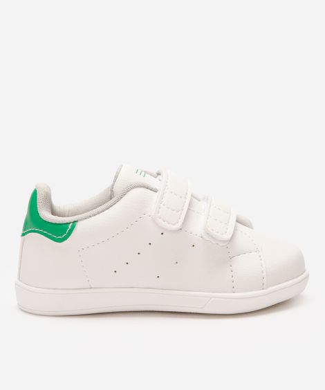 tênis casual infantil com velcro branco