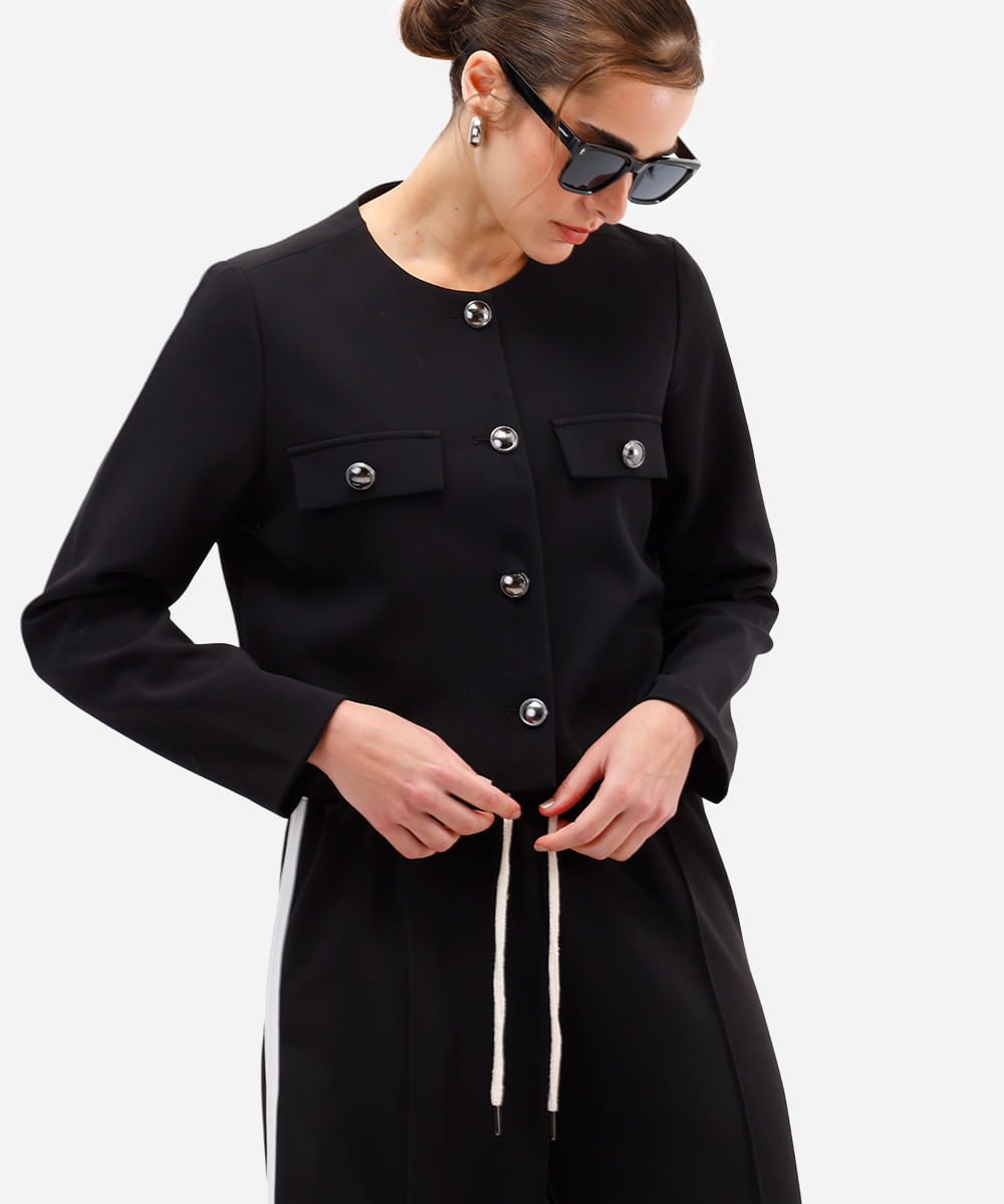 Jaqueta Parka Feminina Casaco Preto Feminino Cea