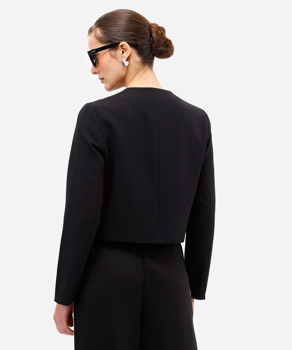 casaco feminino com botões - preto