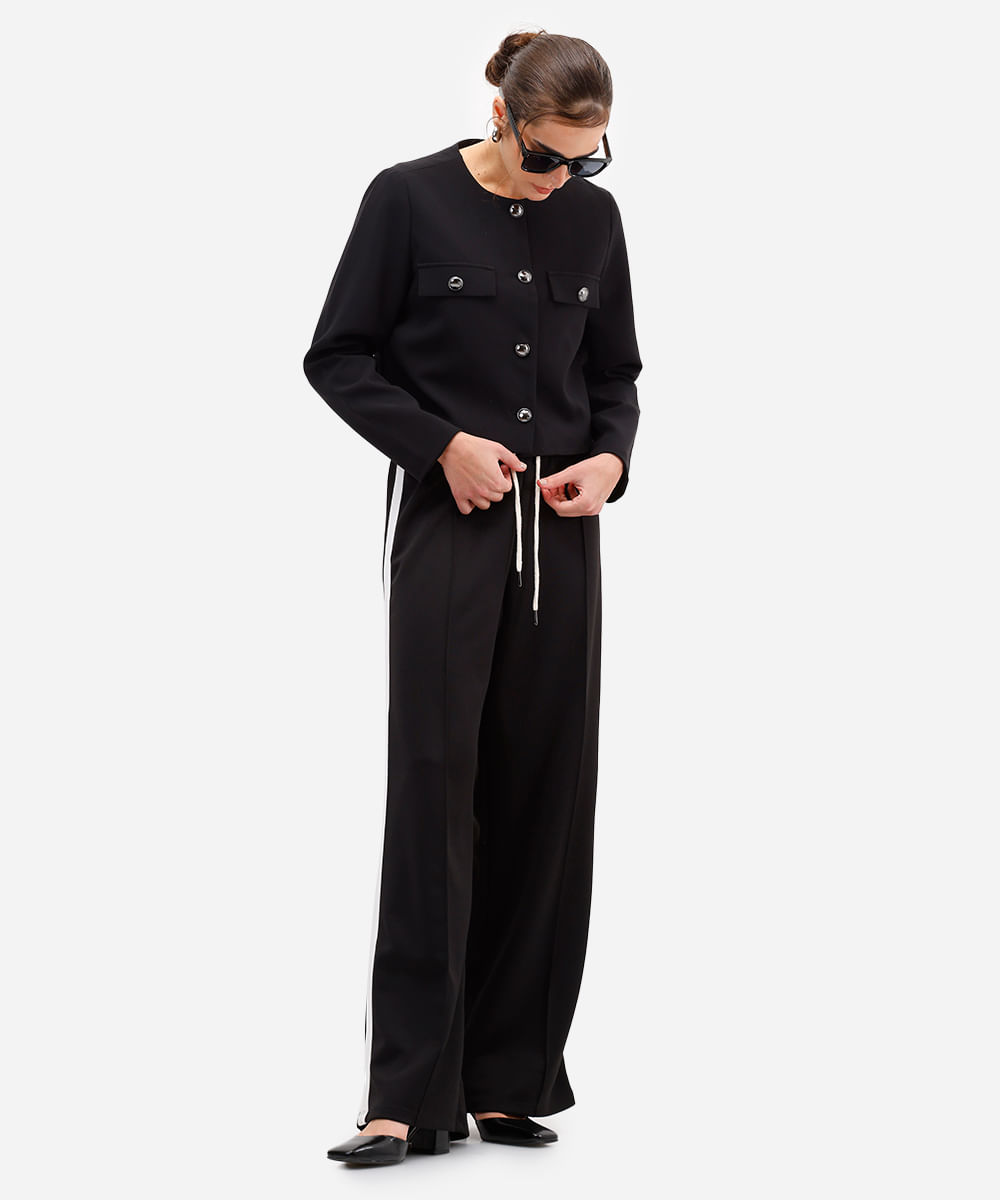 casaco feminino com botões - preto