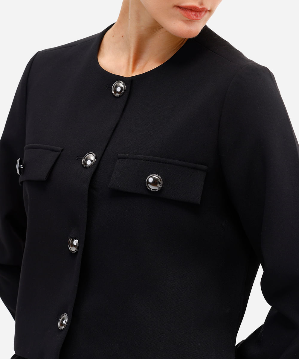 casaco feminino com botões - preto