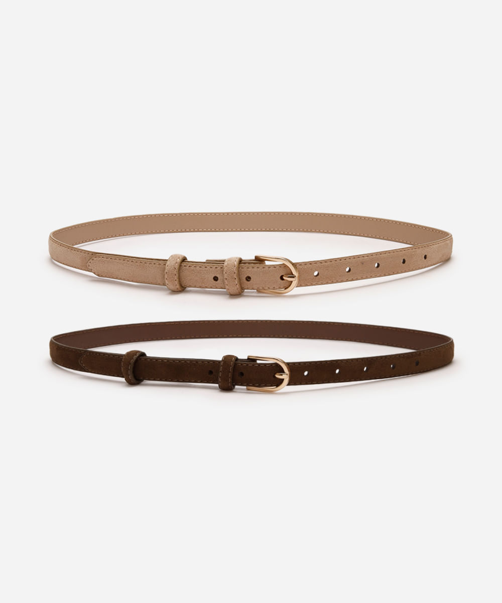 kit de 2 cintos femininos fivela suede colorido