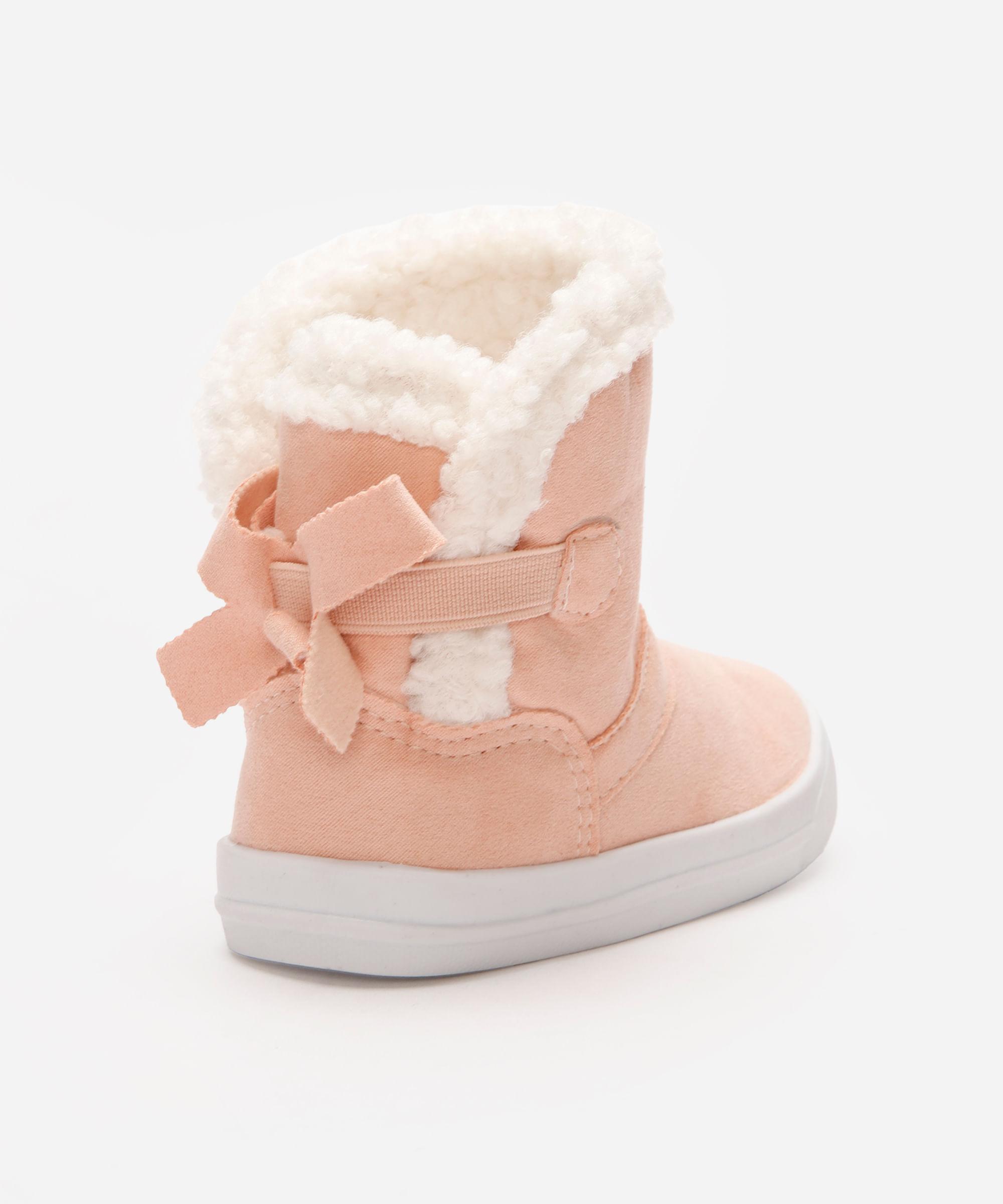 bota infantil cano curto forrada com laço rosa