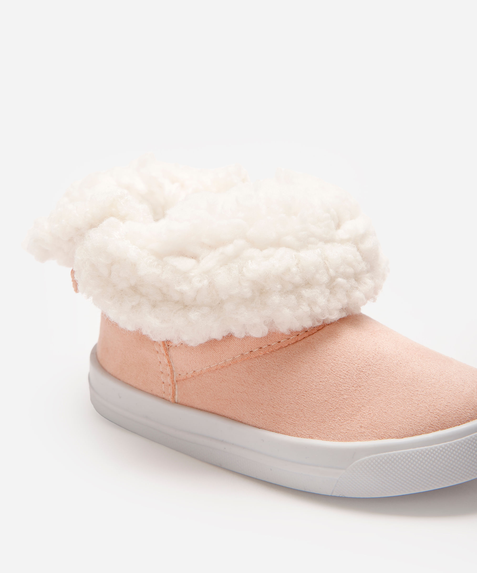 bota infantil cano curto forrada com laço rosa