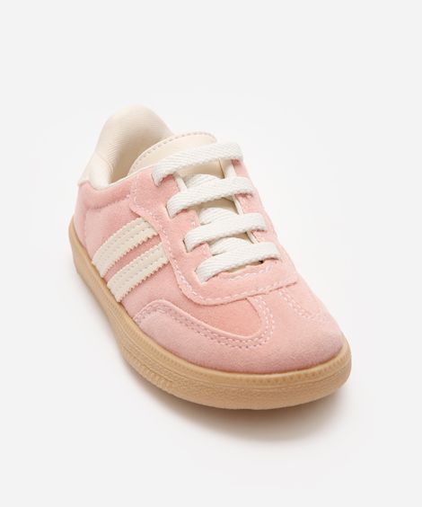 tênis bossa infantil com recortes bicolor rosa