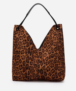 bolsa shoulder dupla face animal print babi louise colorida