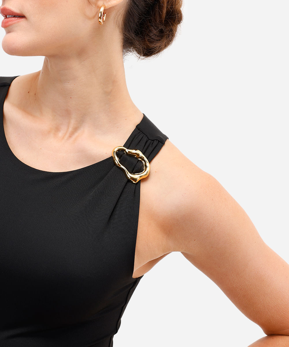 body feminino de poliamida com franzido preto