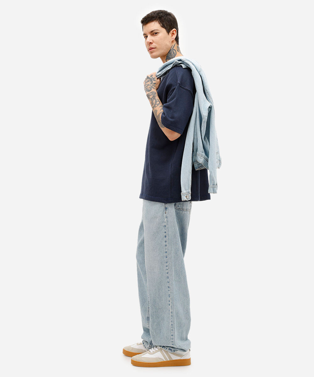calça baggy masculina jeans azul