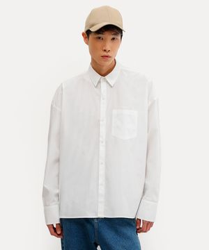 camisa oversized unissex de algodão babi louise branca