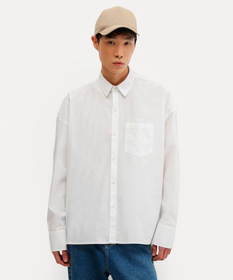 camisa oversized unissex de algodão babi louise branca