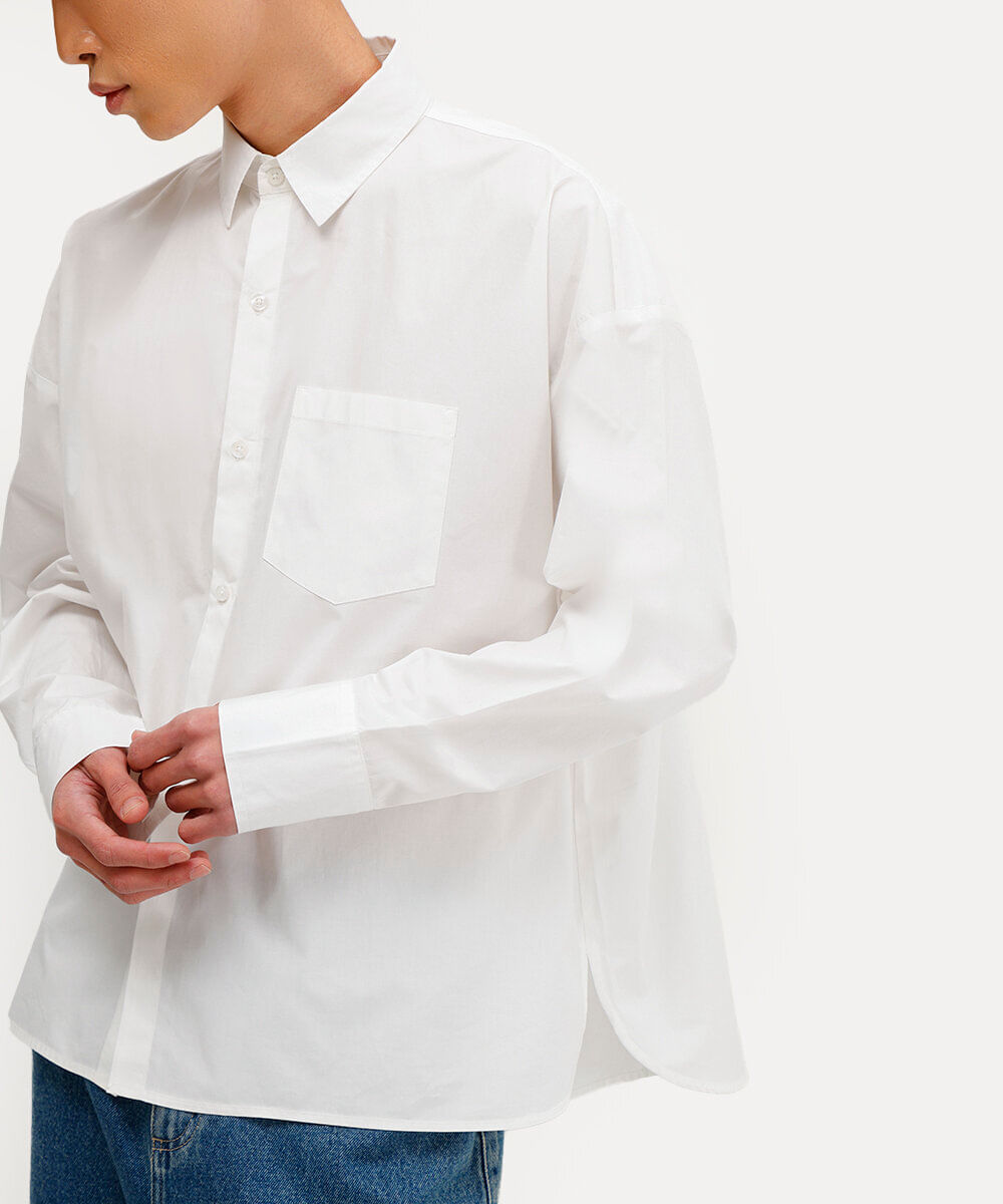 camisa oversized unissex de algodão babi louise branca