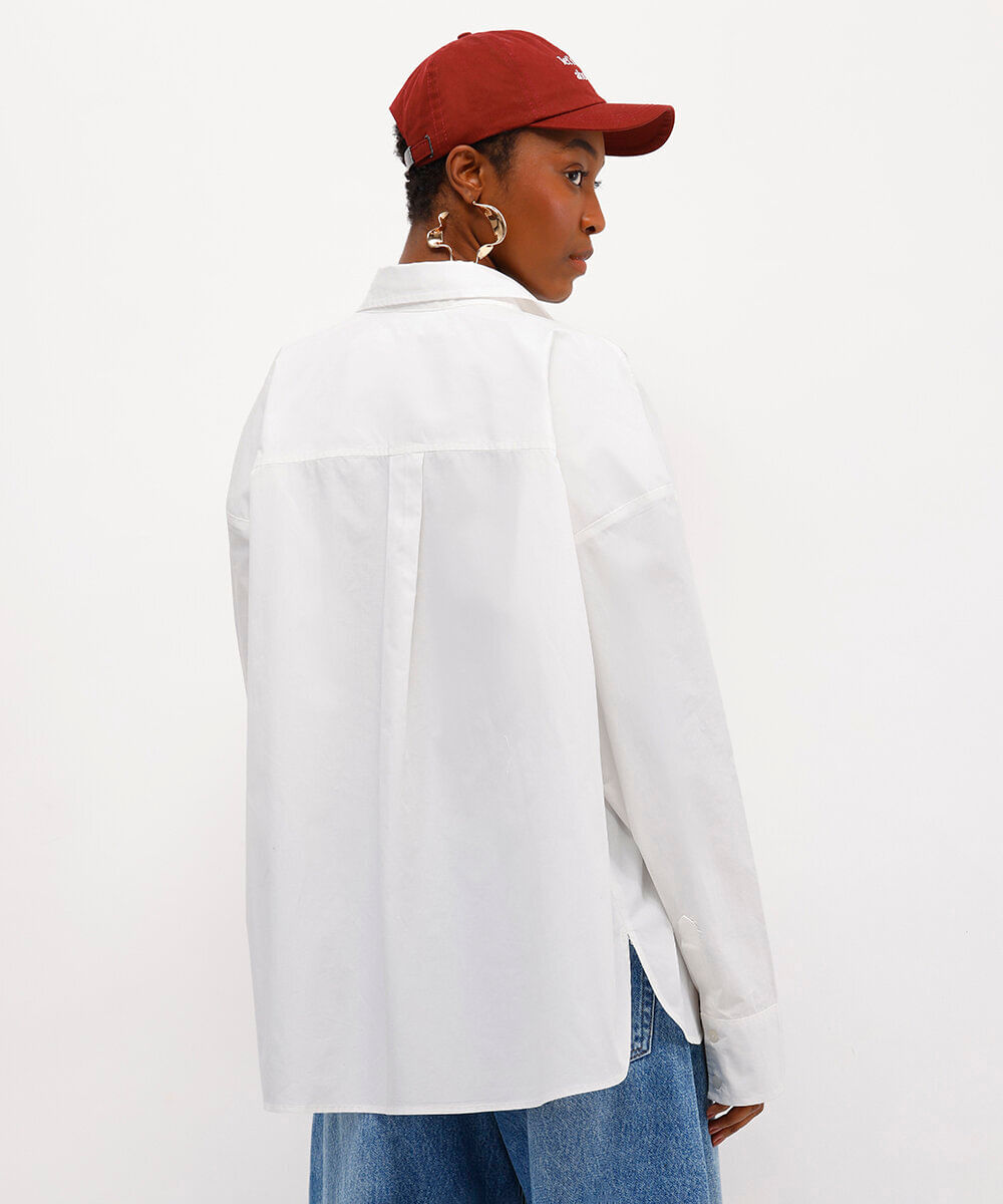 camisa oversized unissex de algodão babi louise branca