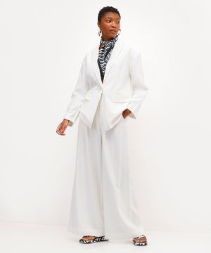 calça pantalona de alfaiataria feminina em viscose babi louise off white