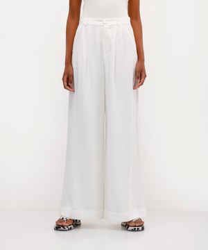 calça pantalona de alfaiataria feminina em viscose babi louise off white