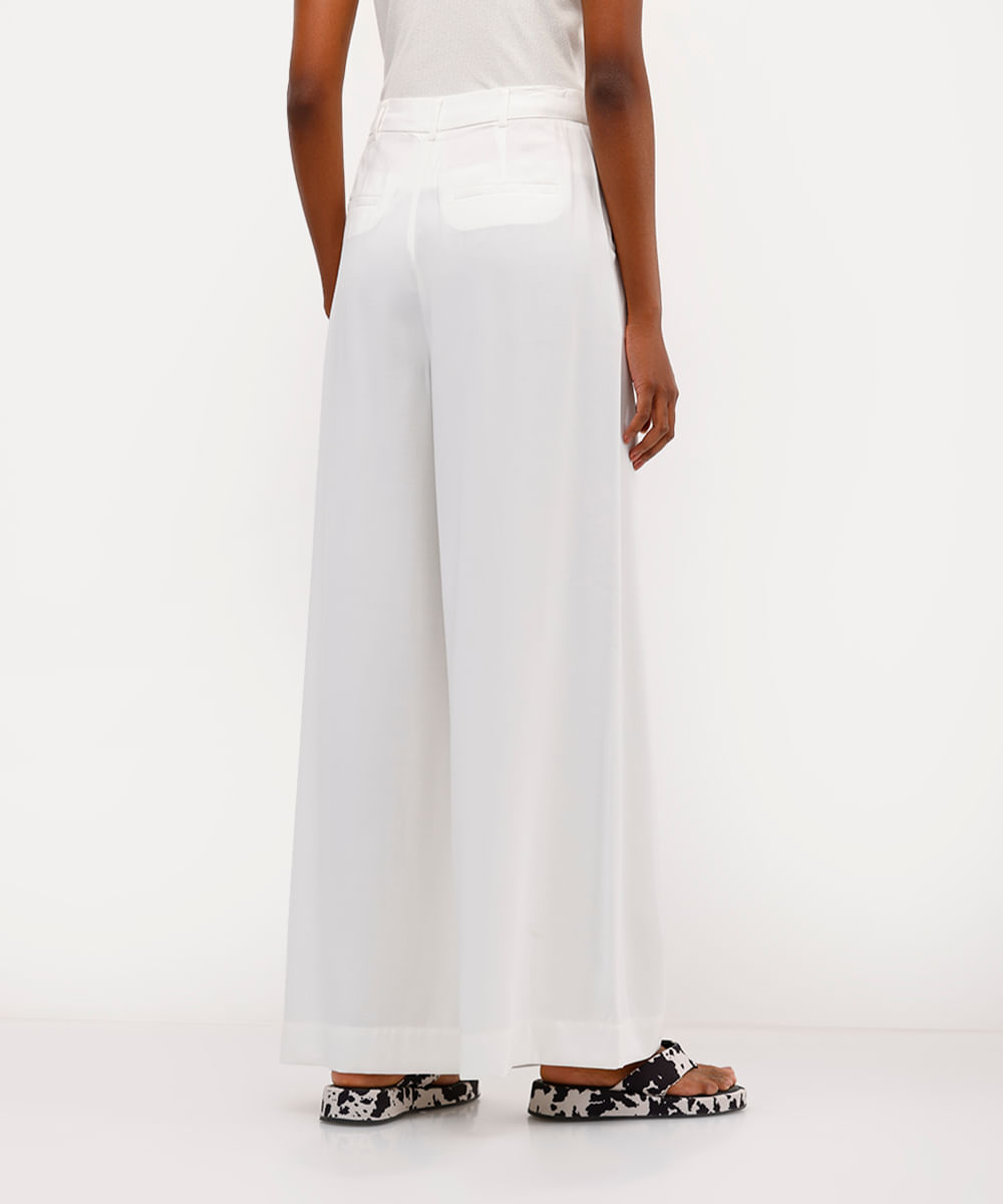 calça pantalona de alfaiataria feminina em viscose babi louise off white