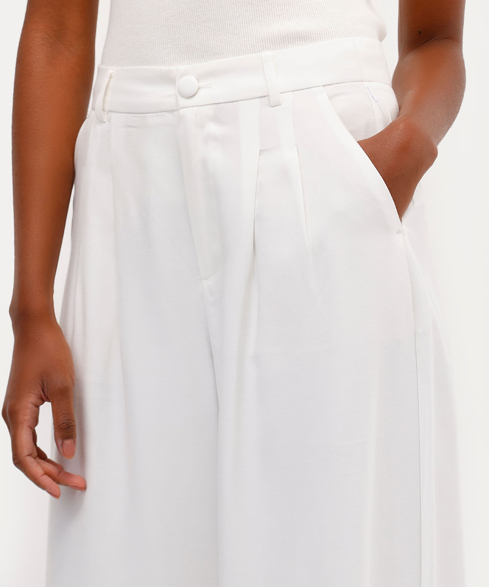 calça pantalona de alfaiataria feminina em viscose babi louise off white
