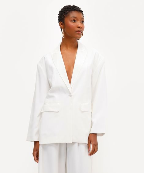 blazer oversized feminino de viscose babi louise off white