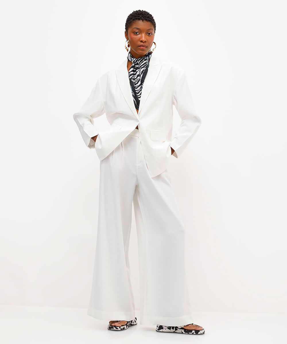 blazer oversized feminino de viscose babi louise off white