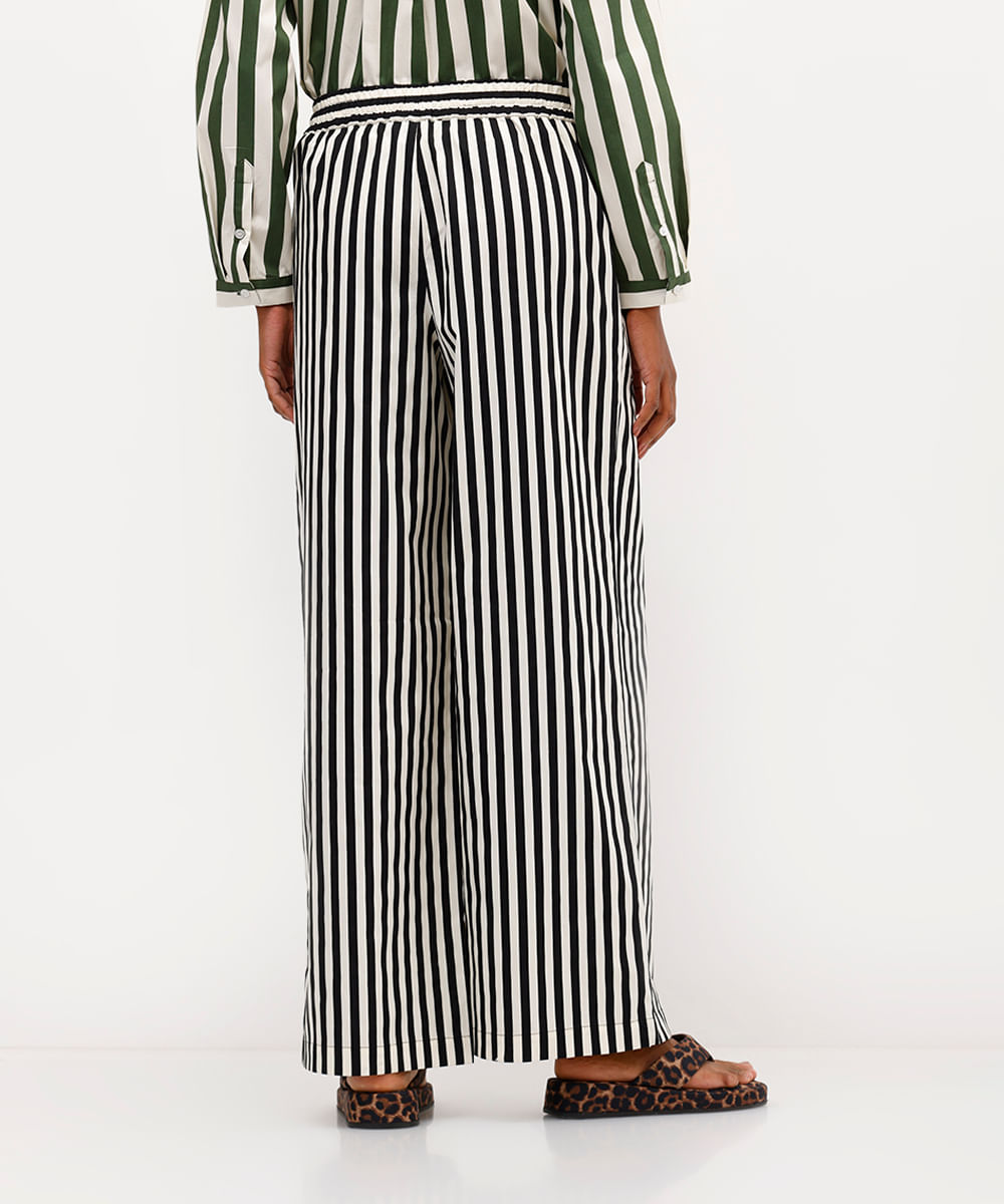 calça estilo pijama feminina de algodão listrada babi louise preta