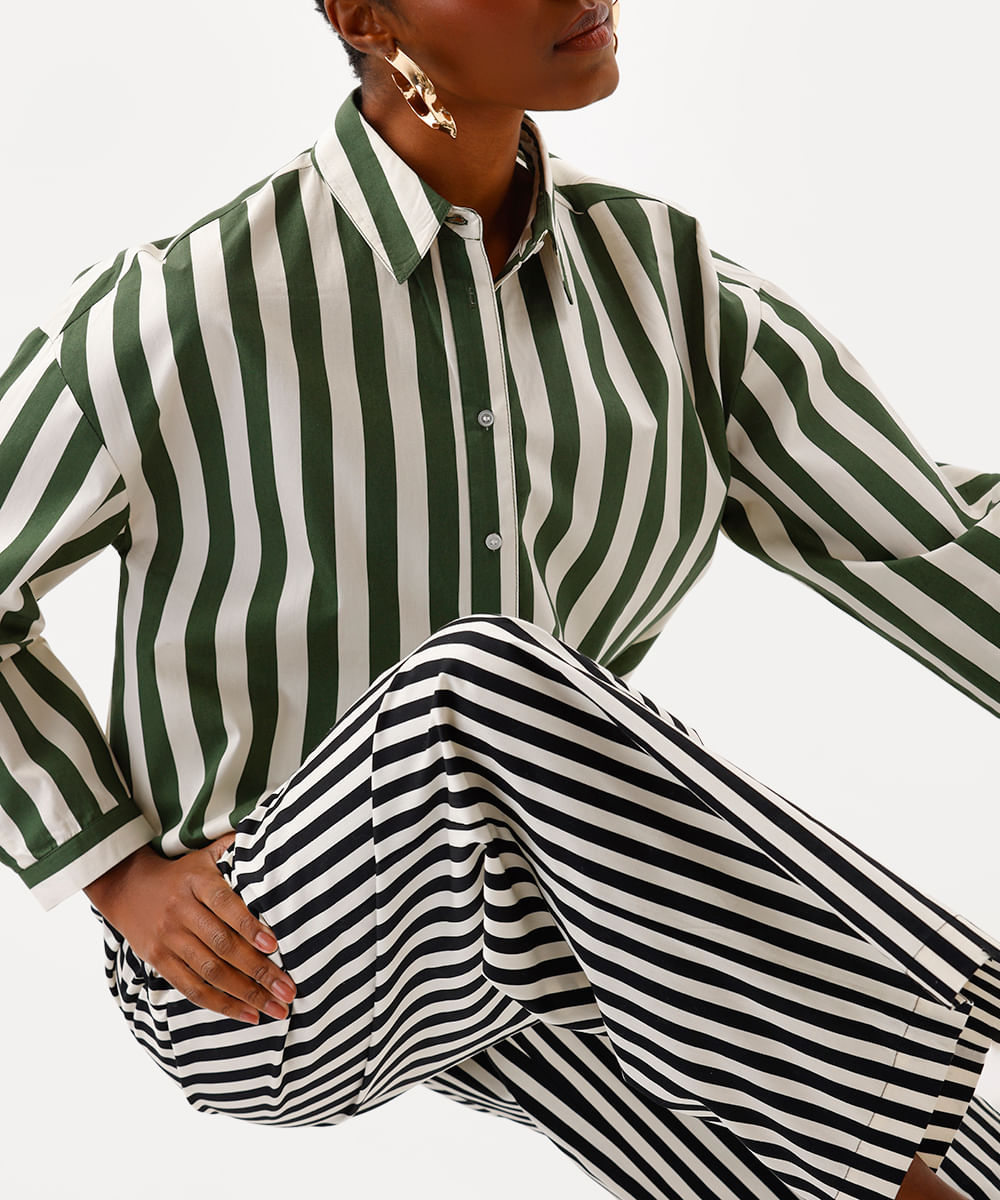 calça estilo pijama feminina de algodão listrada babi louise preta