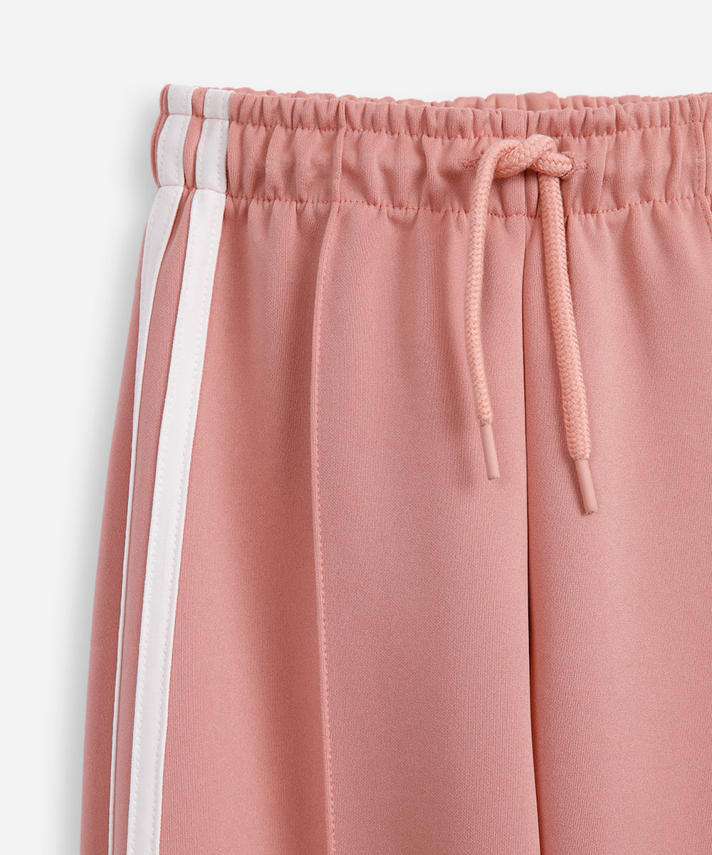 calça reta infantil com listra rosa