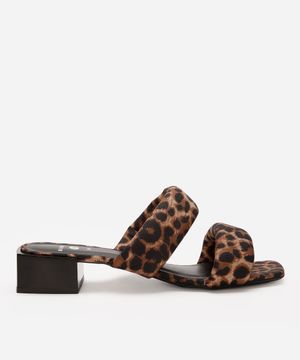 tamanco puffer animal print mindset bege