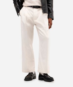 calça baggy chino masculina de sarja off white