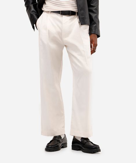 calça baggy chino masculina de sarja off white
