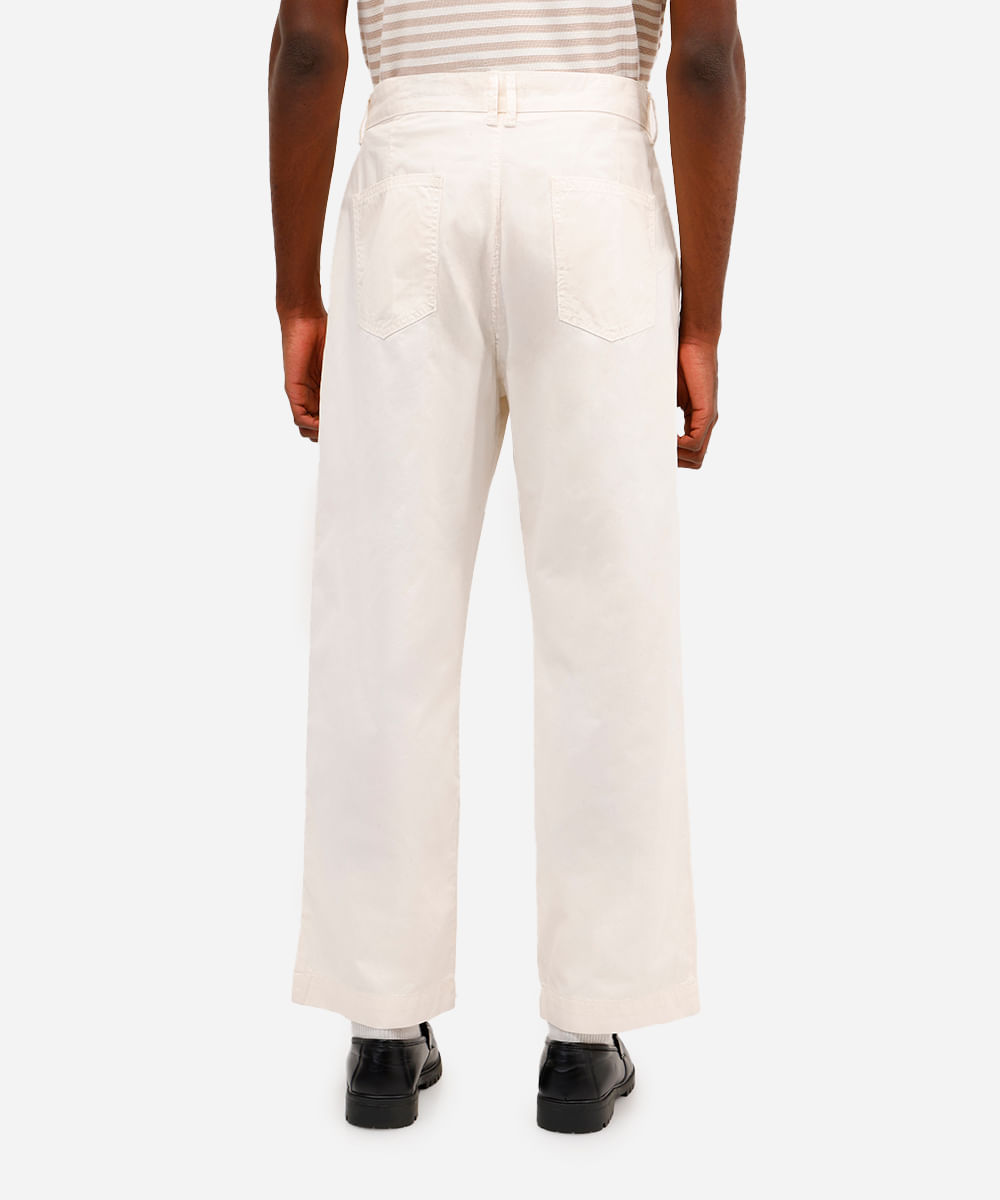 calça baggy chino masculina de sarja off white