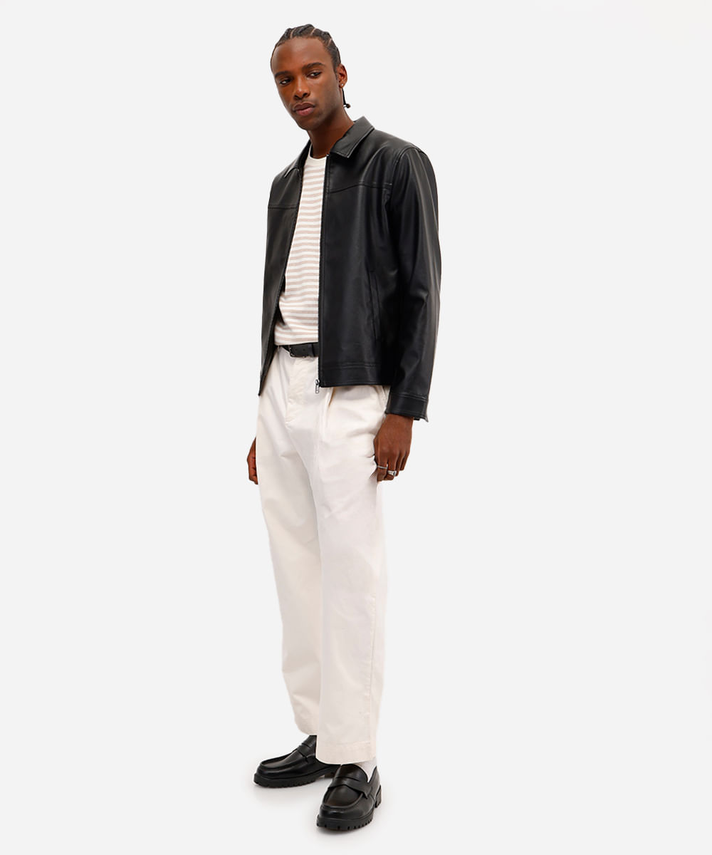 calça baggy chino masculina de sarja off white