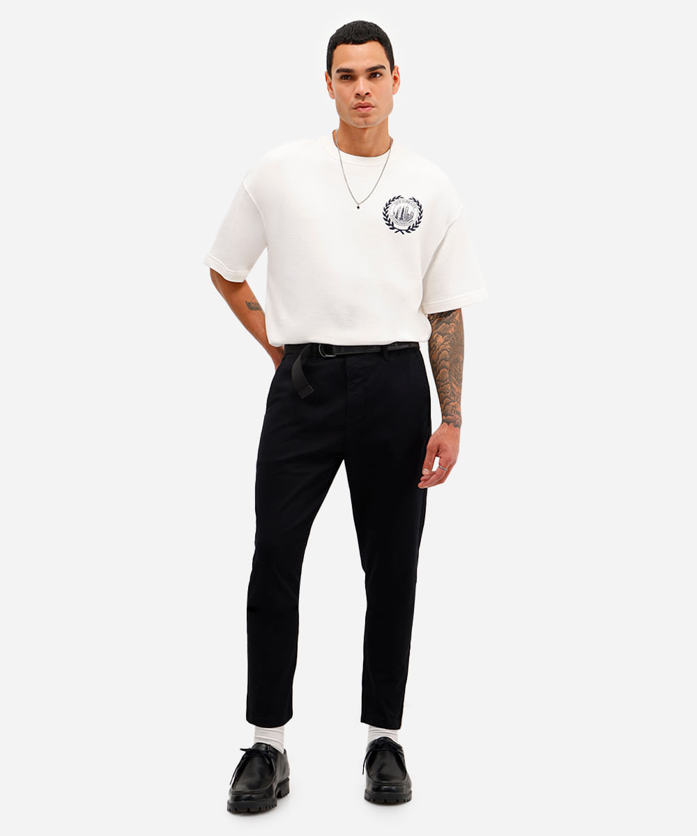 camiseta oversized masculina de moletom sem felpa east village off white