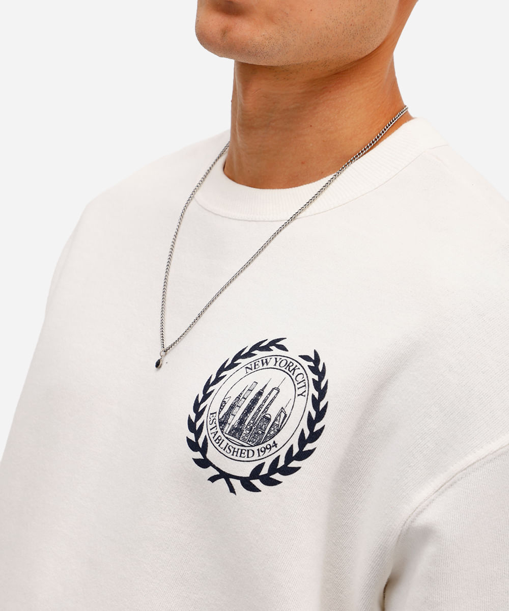 camiseta oversized masculina de moletom sem felpa east village off white