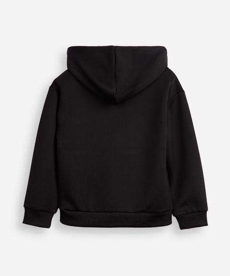 blusão infantil com capuz e bolso texturizado preto