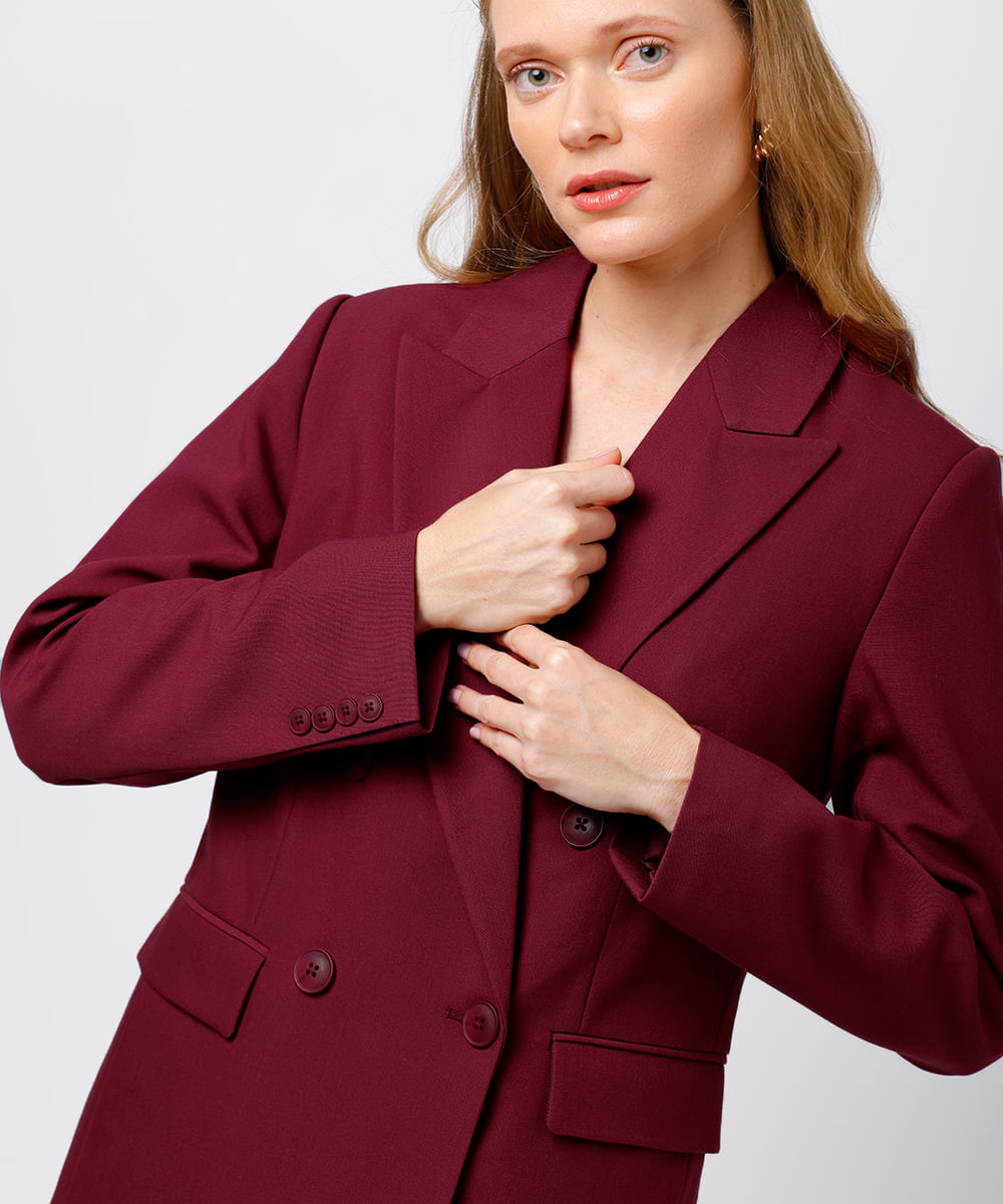 blazer de alfaiataria feminino mindset  vinho