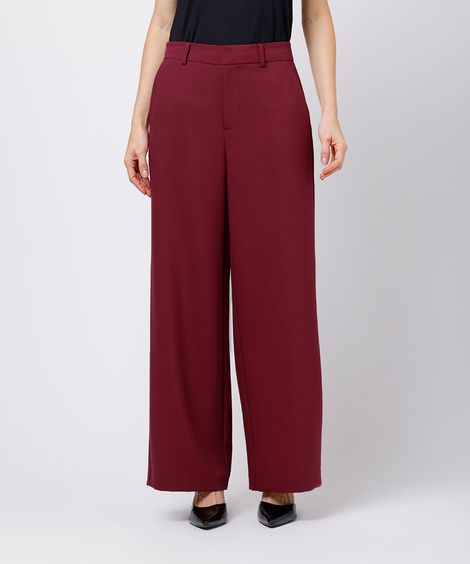 calça reta feminina de alfaiataria mindset vinho