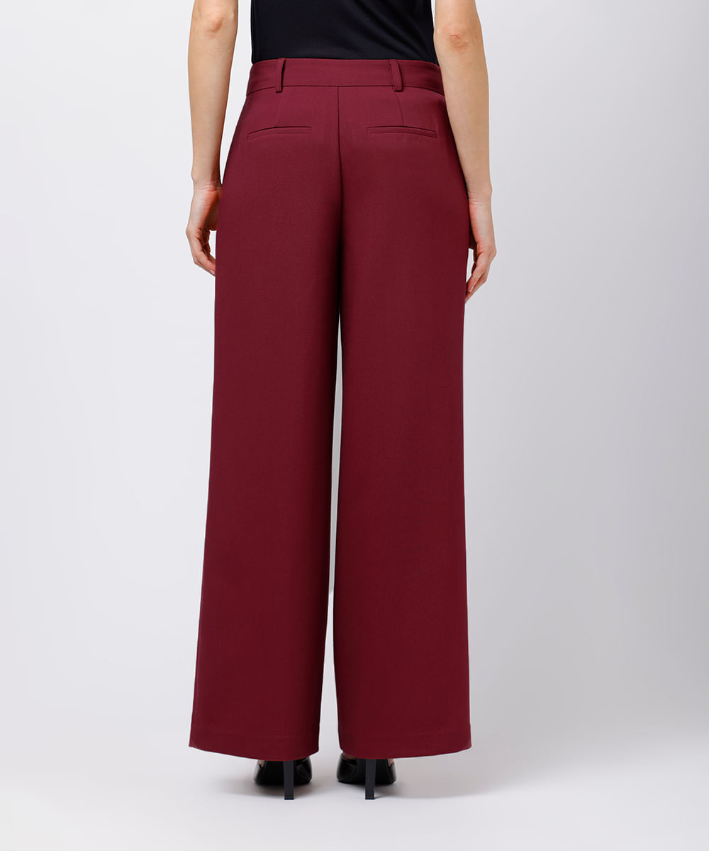 calça reta feminina de alfaiataria mindset vinho