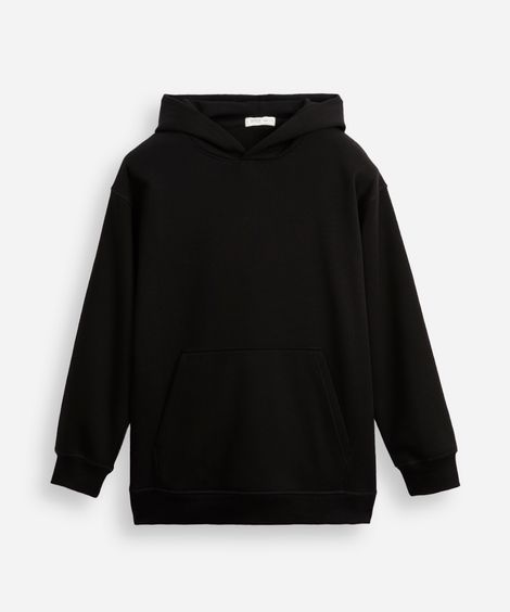 blusão juvenil de moletom oversized com capuz preto