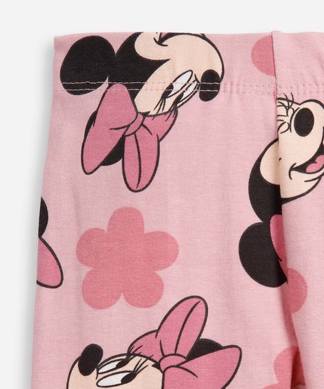 calça legging infantil estampada minnie flor - rosa velho