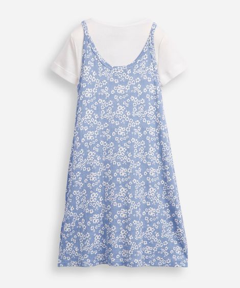 vestido infantil de viscose com sobreposição floral colorido