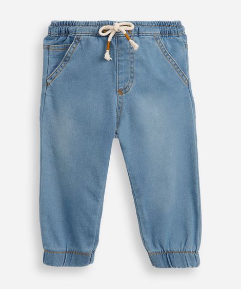 calça infantil moletom jeans azul
