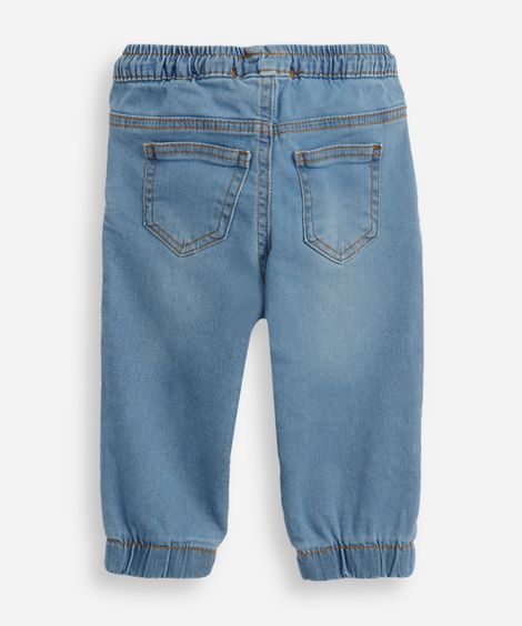 calça infantil moletom jeans azul