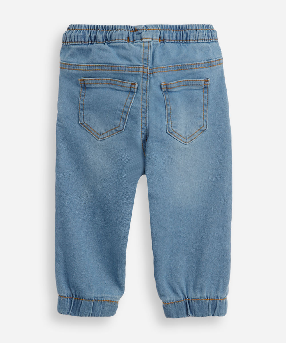 calça infantil moletom jeans azul