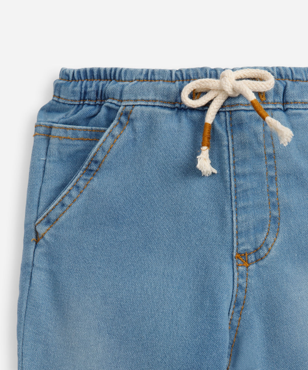 calça infantil moletom jeans azul