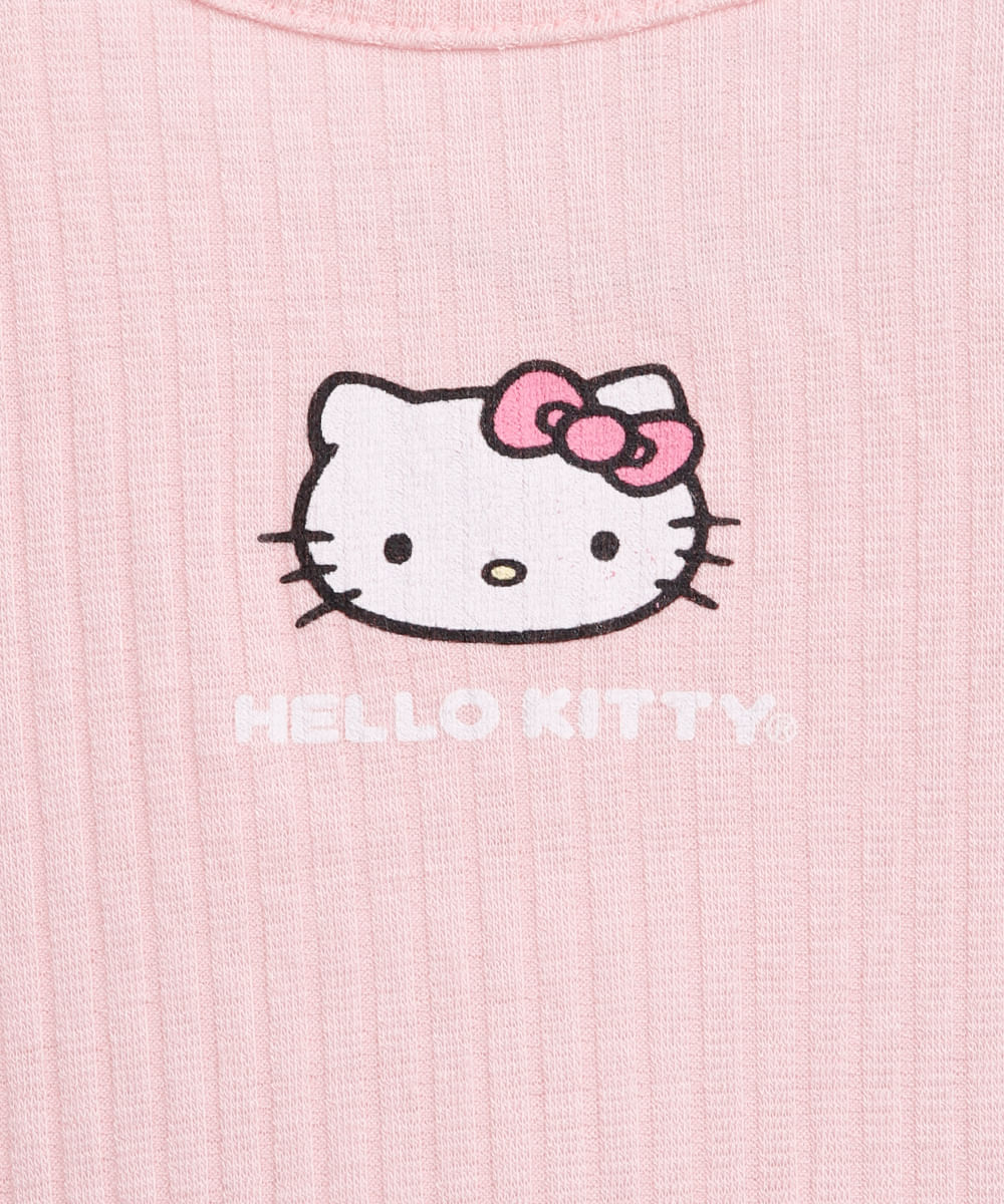 pijama longo infantil hello kitty rosa