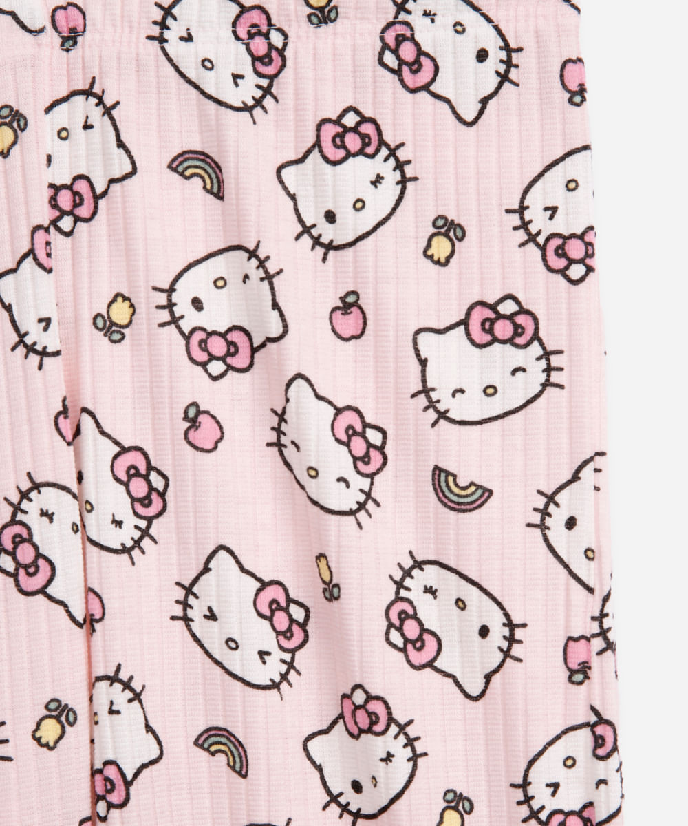pijama longo infantil hello kitty rosa