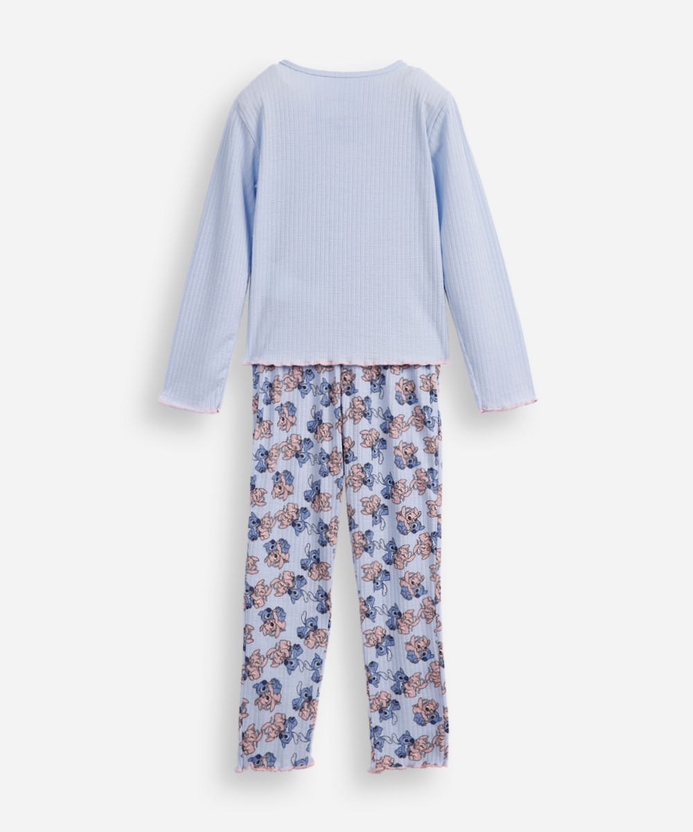 pijama longo infantil angel e stitch azul