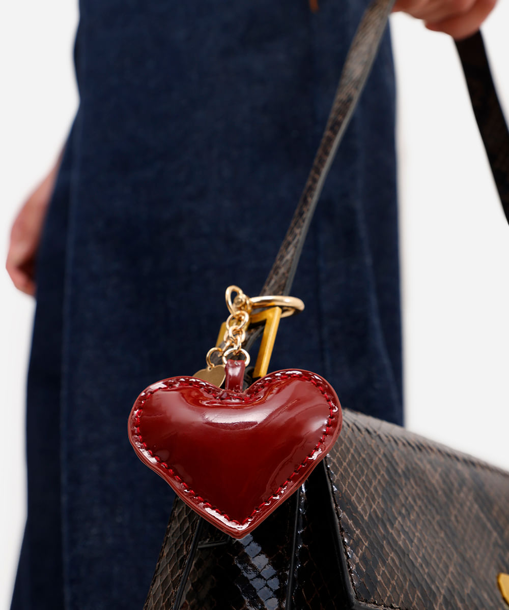 chaveiro bag charm coração vermelho