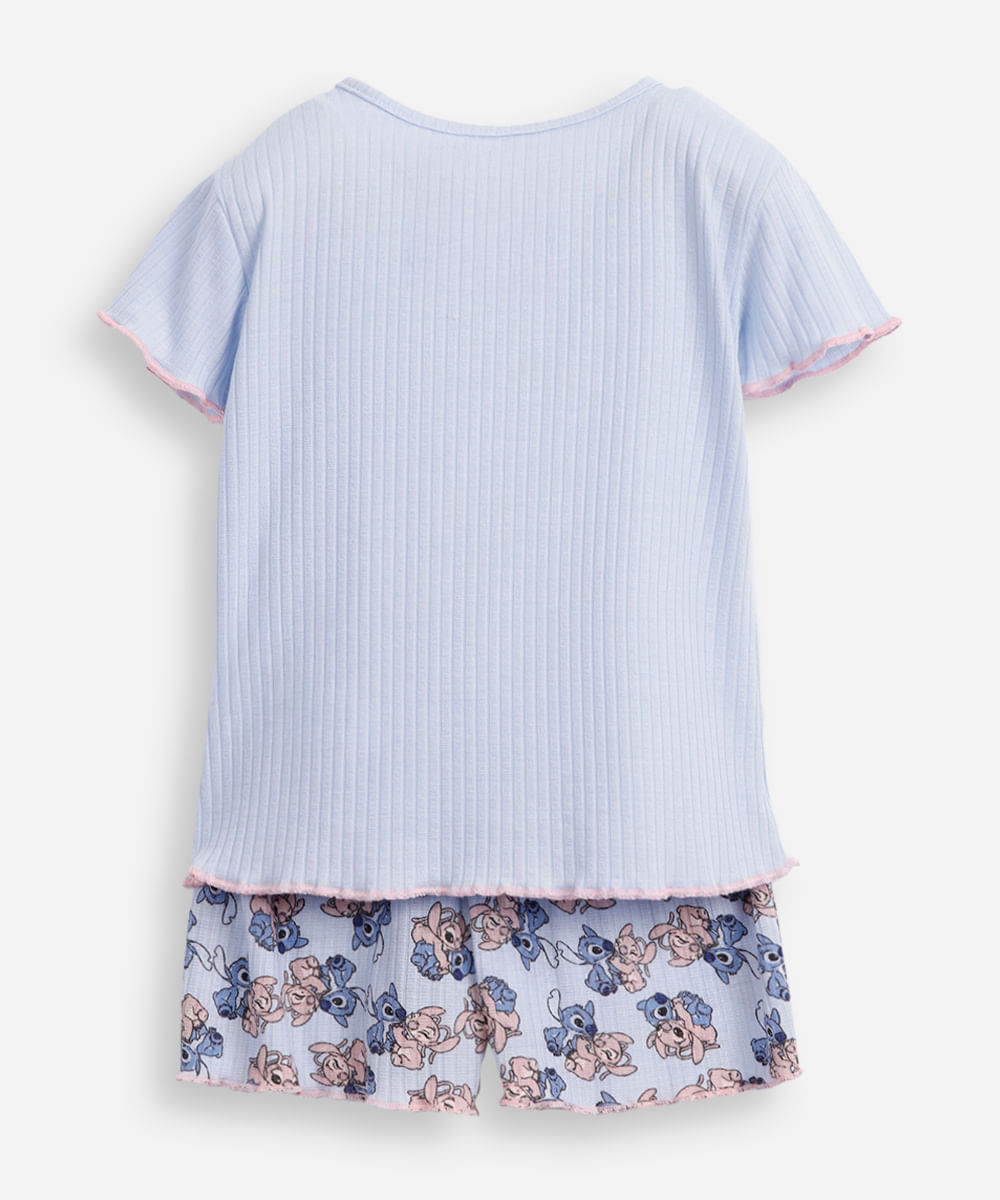 pijama curto infantil angel e stitch azul