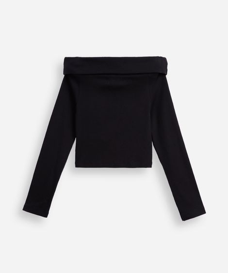 blusa juvenil manga longa algodão preto
